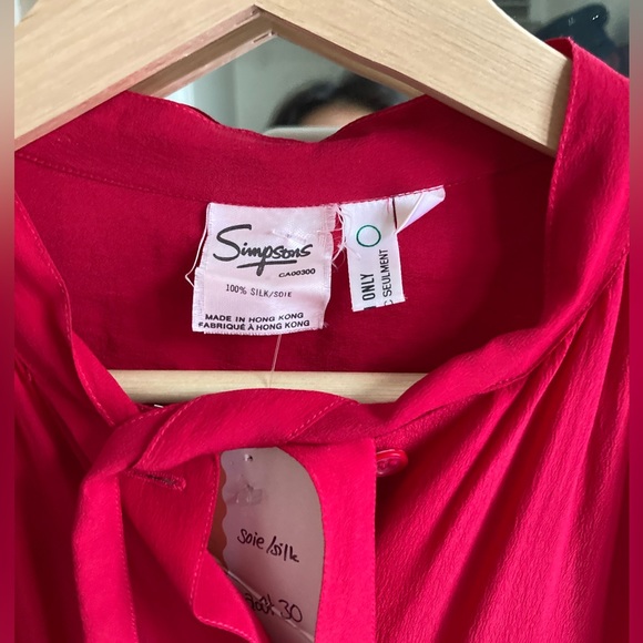 Vintage 100% silk beautiful red midi dress with buttons and bow 6 - Picture 2 of 6